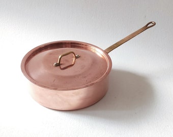 Copper saute pan with lid, vintage french, french kitchen.