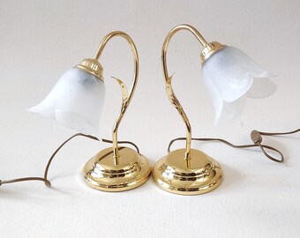 Lámparas de mesa Tulip, vintage francesa, vidrio esmerilado, iluminación retro.