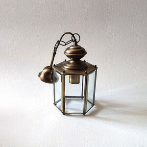 Glass faceted lantern, vintage french, ,entry decor, retro lighting zdjęcie 1