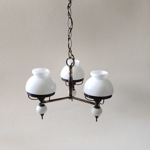 French light fixture, milk glass lighting, vintage home decor.