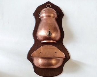 Copper wall fountain, vintage french, kitchen wall decor, vintage decor, copper garden basin, country french.