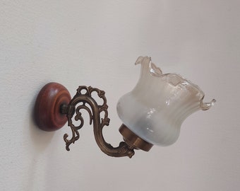 Pearly tulip wall sconce, vintage french,  single wall lamp.