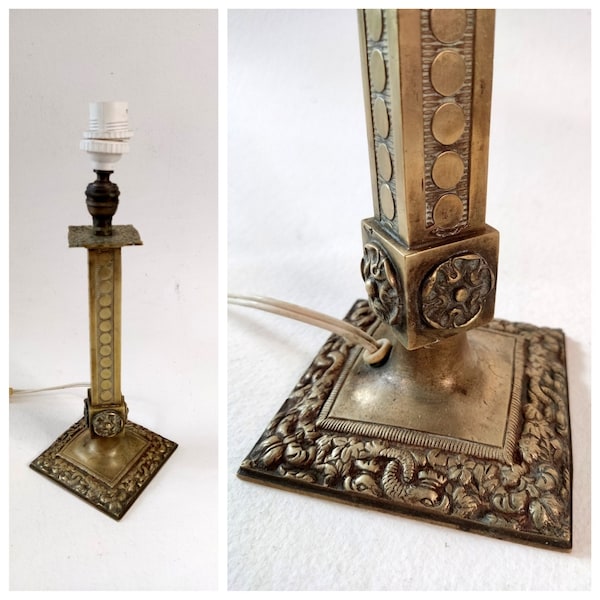 Pied de lampe en bronze, français XIX siècle, luminaires anciennes, éclairage rétro, pied de luminaire en bronze, déco d'intérieur
