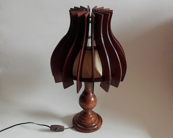 Walnut wood lamp, french vintage, desk lamp, retro desk, library decor, home living, unique lamp, vintage decor, handmade lamp