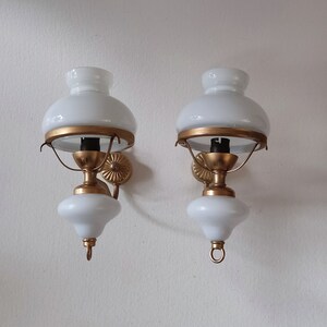 Milk glass wall online sconce plug in