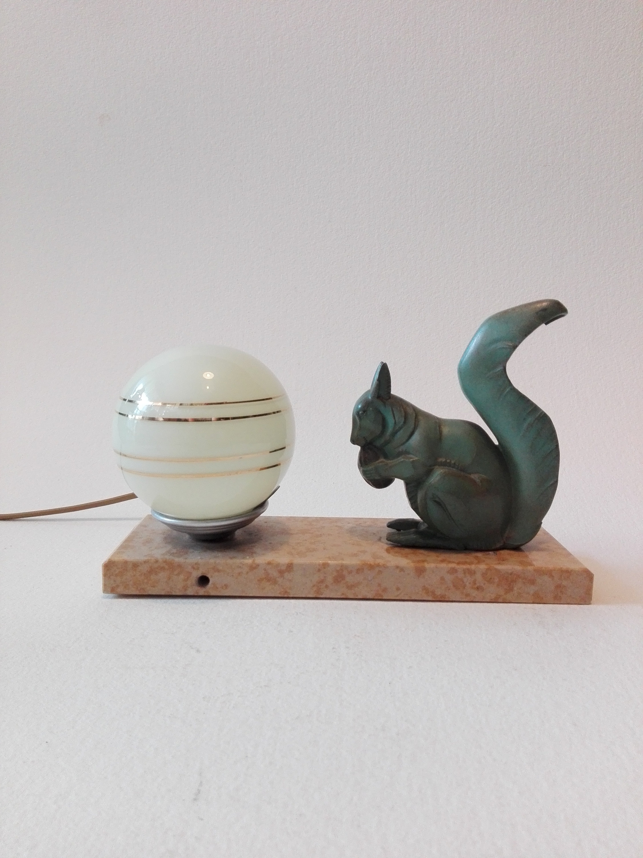 Art deco Night light Squirrel French vintage table lamp Etsy