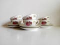Porcelain french Coffee tea set Romantic decor, vintage french cups set of 6, french tea set, cups and saucers made in France, tea party cup