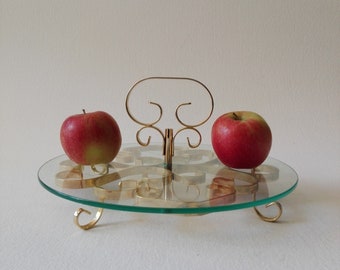 Table fruit display, french vintage, twisted brass, pastry tray, glass display, french table, vintage centerpiece, serving wedding table