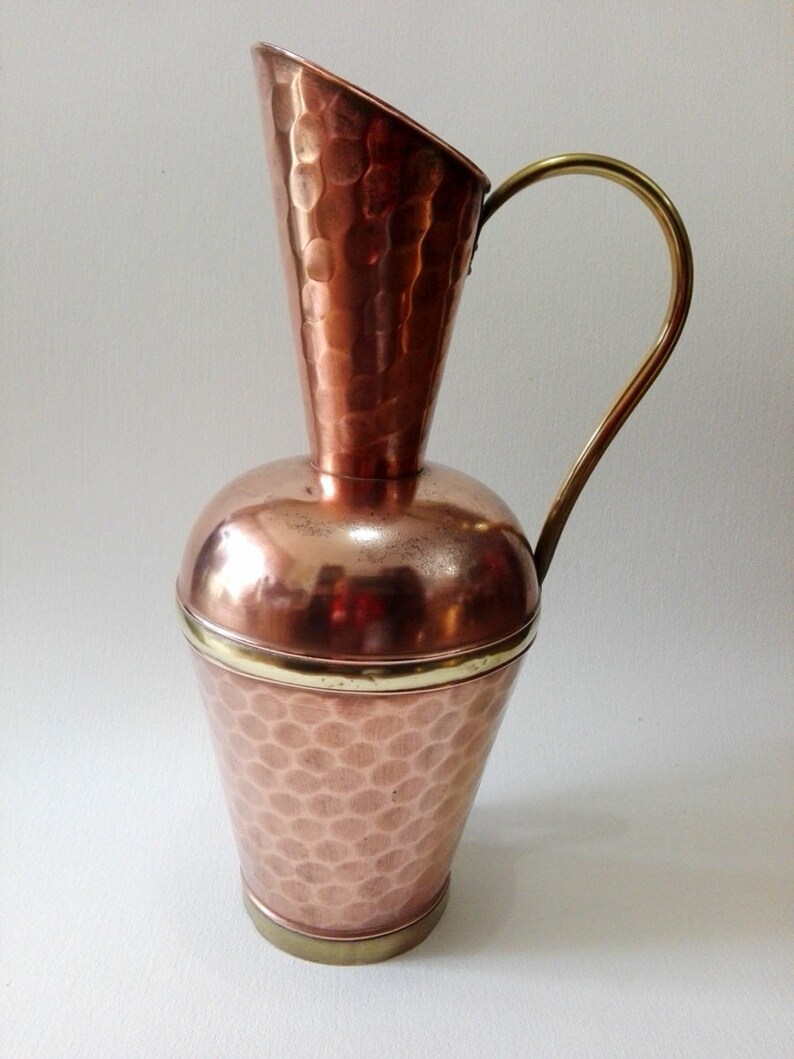 Big French Vintage Copper Pitcher Hammered Copper Jug Antique Etsy