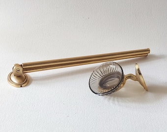 Bathroom brass accessories, french vintage, towel bar, soap holder.