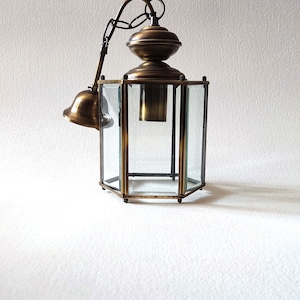 Glass faceted lantern, vintage french, ,entry decor, retro lighting zdjęcie 10