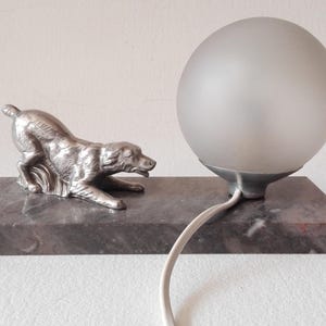 French marble lamp, art deco style, Brittany dog, Antique lamp, vintage desk lamp, table lamp, dog lovers gift, french gift, dog decor.