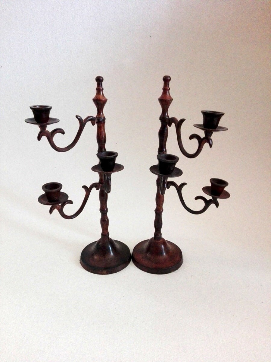 Cast Iron Candle Holder Vintage French Set of 2 French Etsy