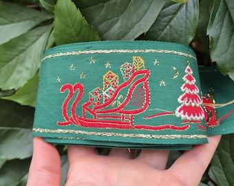 4 Yards Weihnachtsmotivband mit gewebten Schlitten