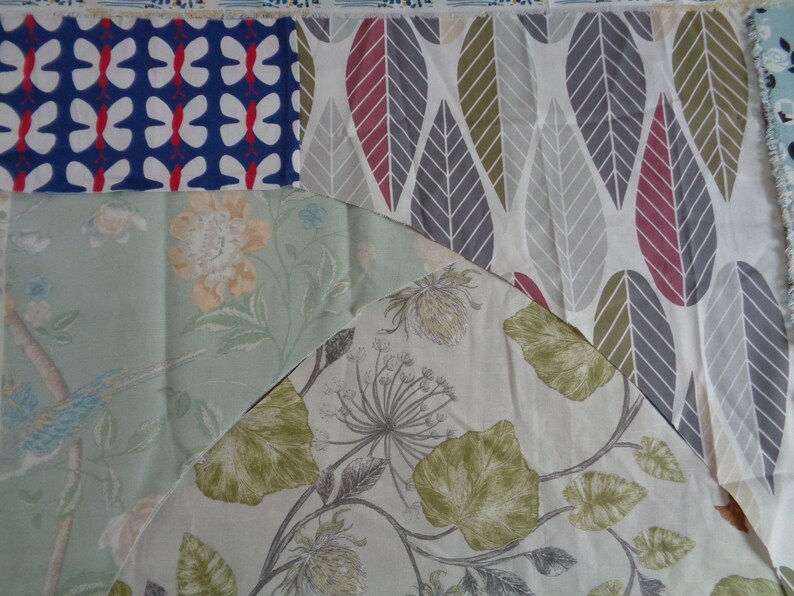 Scandinavian Fabric Remnants Graphic Floral Print Cotton ...