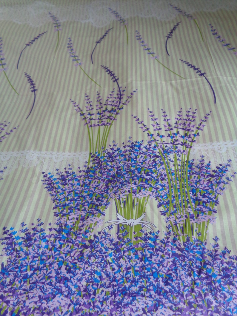 Plain Cotton Curtain Panel With Lavender Print L56x Etsy
