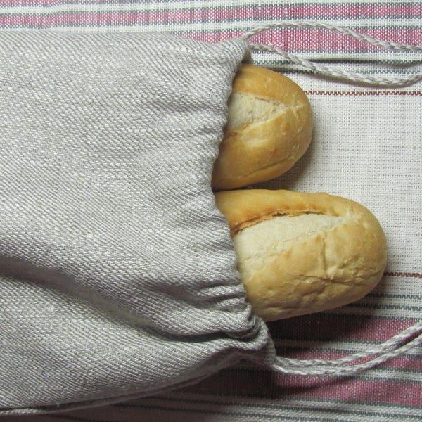 10"x 13" Pure linen bread gag, Storage bag; Eco-friendly drawstring bag