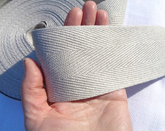Linen Tape by Yard, 7cm Wide Tape, Herringbone Weave Ribbon; Durable Natural Linen Tape for Straps, Handles, Belts