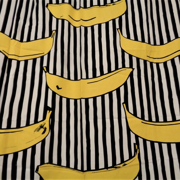IKEA of Sweden 2005 fabric with Huge Bananas on Black & White stripes, Design Inez Svensson