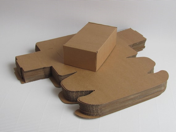 Set of 10 Blank Micro-corrugated Cardboard Boxes, Brown Kraft Card Gift Boxes size 2"x 3.5"x6"