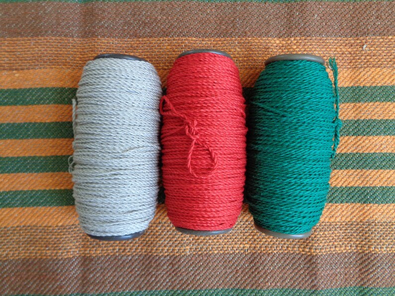 100 Yard Roll of Pure Linen Twine Ecru Gray / Red / Green Etsy