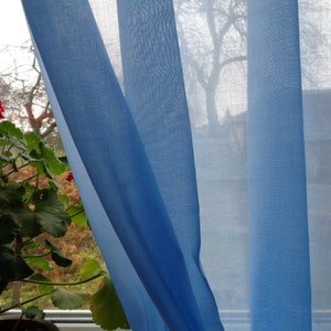 Cortina transparente azul claro W56"x L35"- 58" Cortina de privacidad de batista sólida