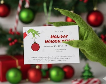 Grinch Themed Brunch Invitation and Menu