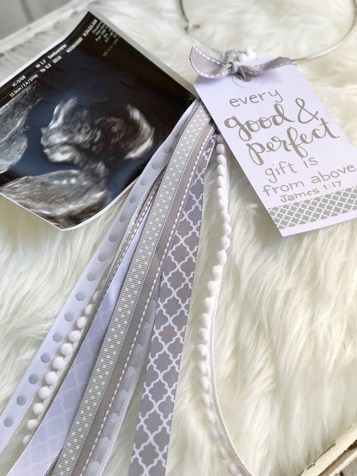 Gray Baby Blessing Ring Neutral Baby Shower Gift Virtual Etsy