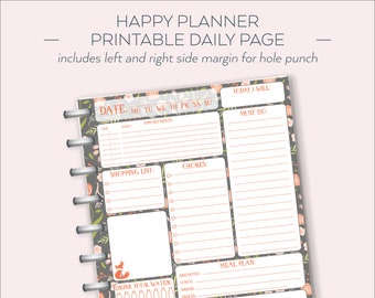 HAPPY PLANNER PRINTABLE Daily Planner Refills / Inserts - 7 x 9.25 | Fall Floral | Create 365 | Me & My Big Ideas | mambi | Daily