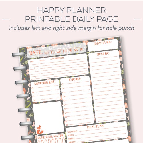 HAPPY PLANNER PRINTABLE Daily Planner Refills / Inserts 7 X Etsy