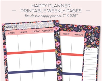 Happy Planner PRINTABLE Weekly Planner Refills / Inserts - 7 X 9.25 ...