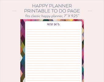HAPPY PLANNER PRINTABLE to Do Planner Pages / Inserts 7 X | Etsy