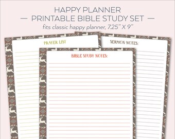 HAPPY PLANNER PRINTABLE Bible Study Pages / Inserts - 7 x 9.25 | Rustic Christmas | Create 365 | Me & My Big Ideas | Sermon Notes |Prayer