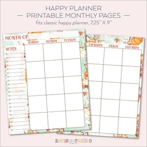 HAPPY PLANNER PRINTABLE Monthly Planner Refills / Inserts - 7 x 9.25 | Autumn Harvest | Create 365 | Me & My Big Ideas | mambi | Undated