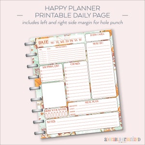 HAPPY PLANNER PRINTABLE Daily Planner Refills / Inserts - 7 x 9.25 | Autumn Harvest | Create 365 | Me & My Big Ideas | mambi | Daily