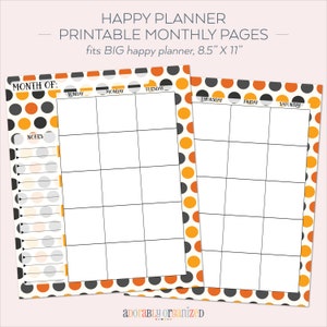 BIG HAPPY PLANNER Printable Monthly Planner Refills / Inserts - 8.5 X ...