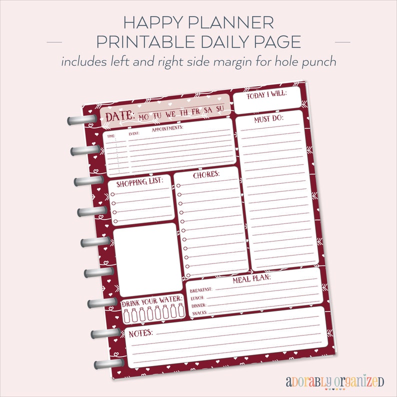 HAPPY PLANNER PRINTABLE Daily Planner Refills / Inserts 7 X Etsy