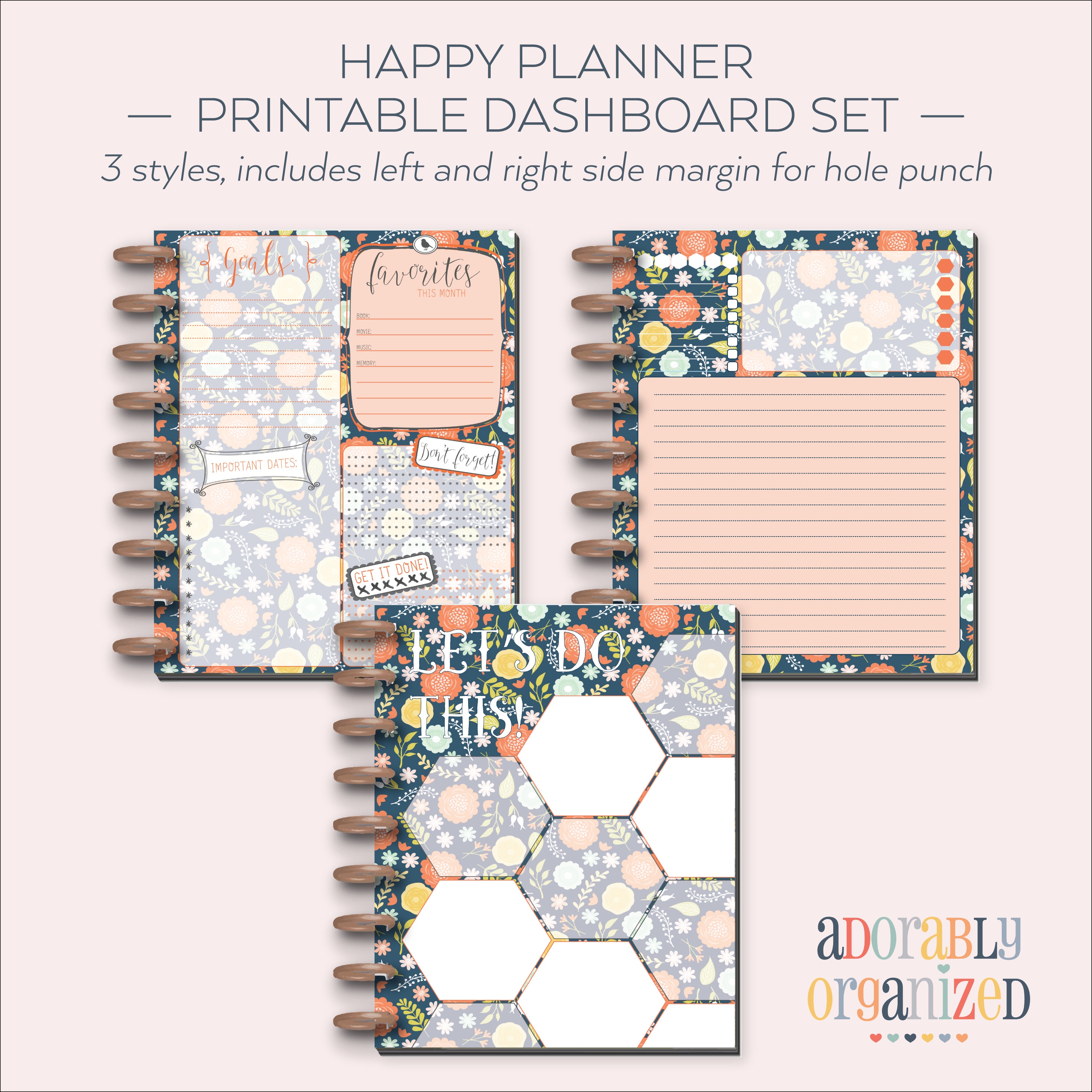 HAPPY PLANNER PRINTABLE Dashboard Planner Pages / Inserts - 7 X 9.25 ...