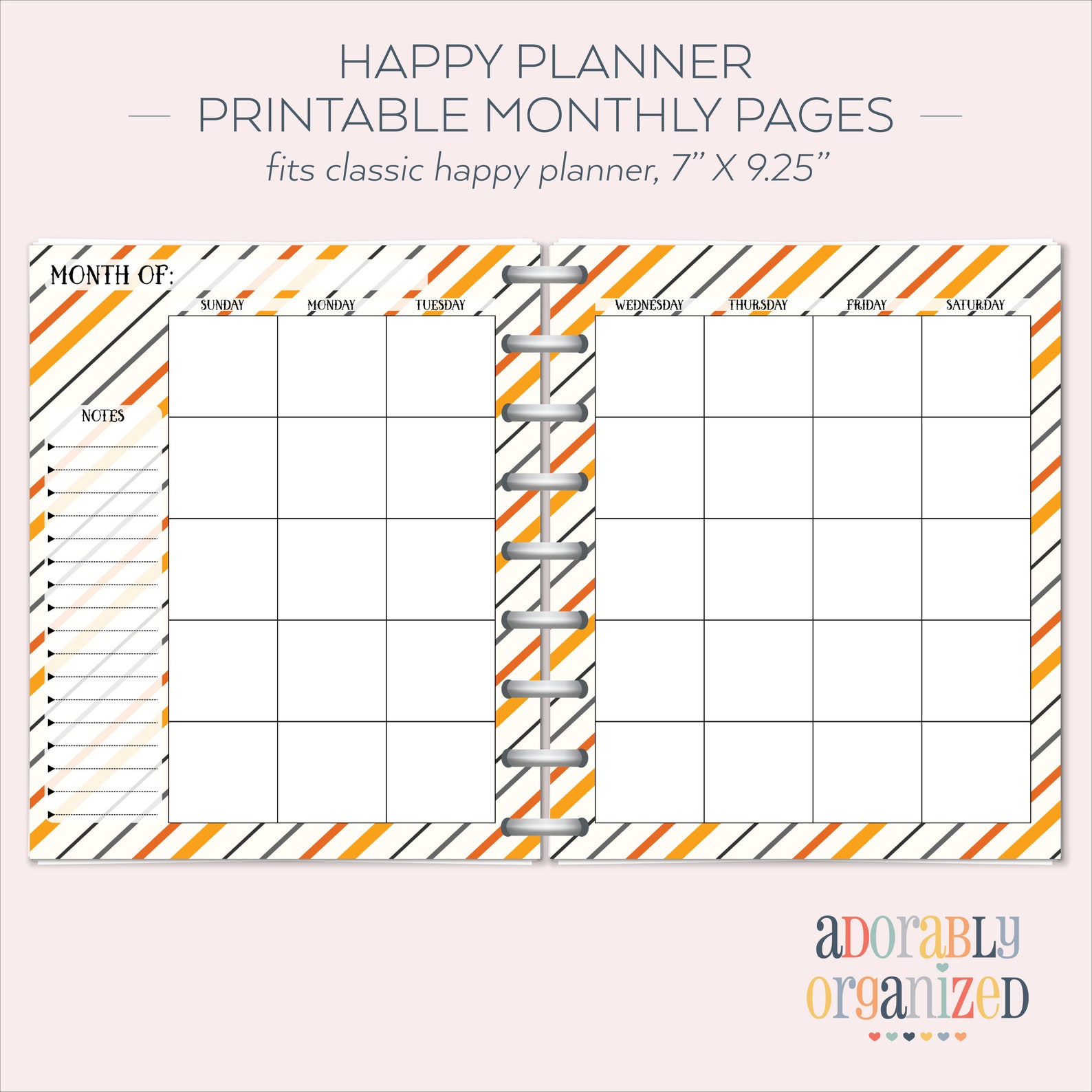 HAPPY PLANNER PRINTABLE Monthly Planner Refills / Inserts - 7 X 9.25 ...