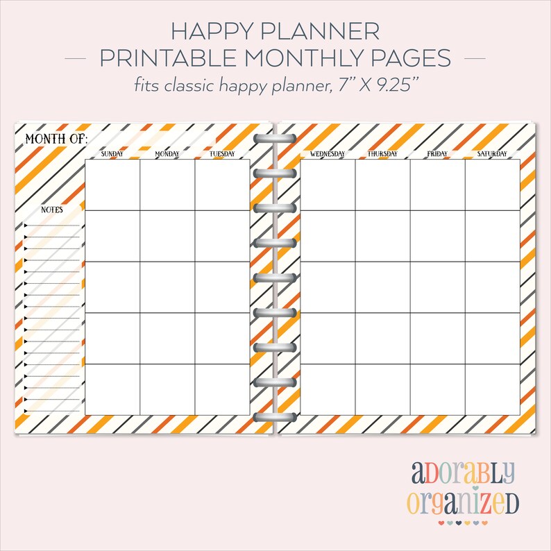 HAPPY PLANNER PRINTABLE Monthly Planner Refills / Inserts - 7 X 9.25 ...