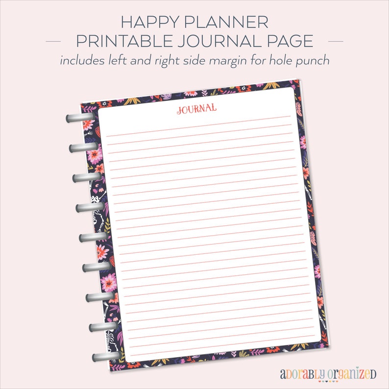 HAPPY PLANNER PRINTABLE Journal Planner Pages / Inserts 7 X - Etsy