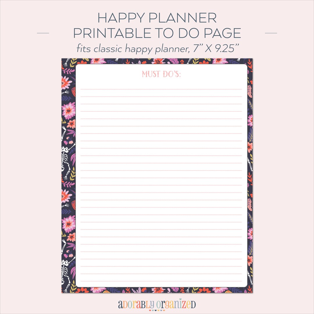 HAPPY PLANNER PRINTABLE to Do Planner Pages / Inserts - 7 X 9.25 ...