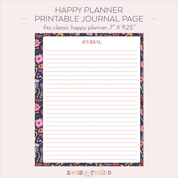 HAPPY PLANNER PRINTABLE Journal Planner Pages / Inserts 7 X | Etsy