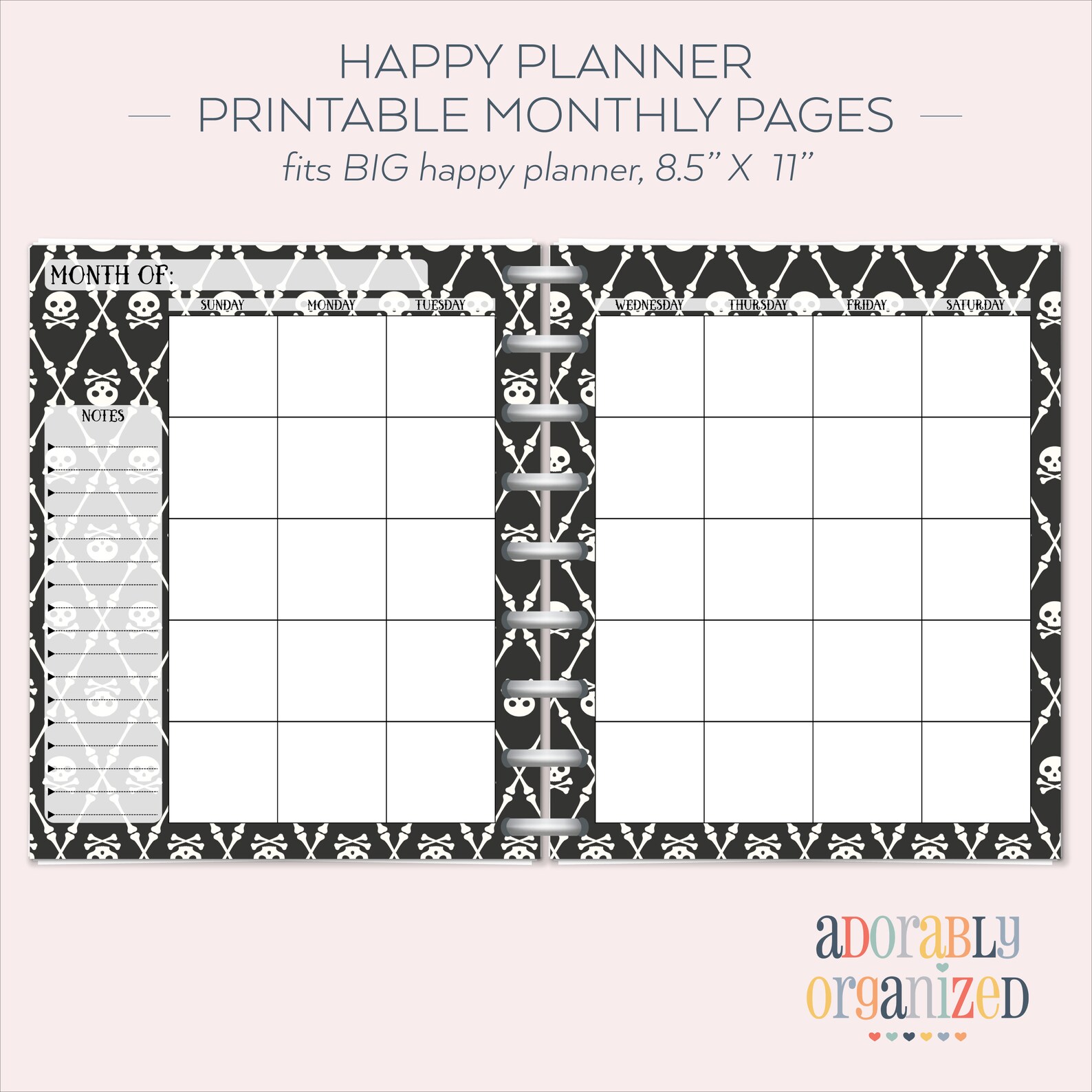 BIG HAPPY PLANNER Printable Monthly Planner Refills / Inserts - 8.5 X ...