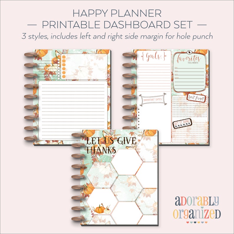HAPPY PLANNER PRINTABLE Dashboard Planner Pages Inserts 7 Etsy