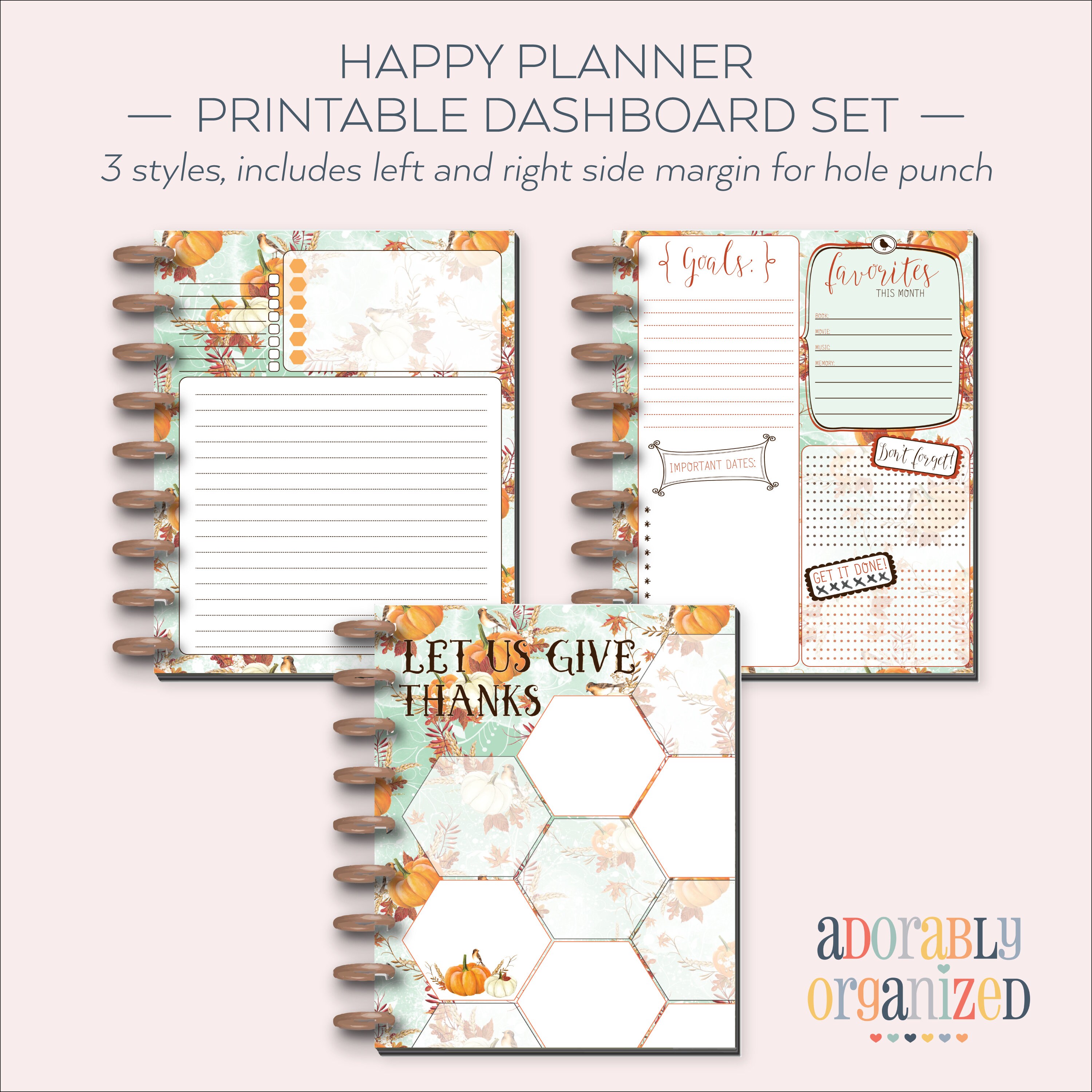 happy planner printable dashboard planner pages inserts 7 etsy