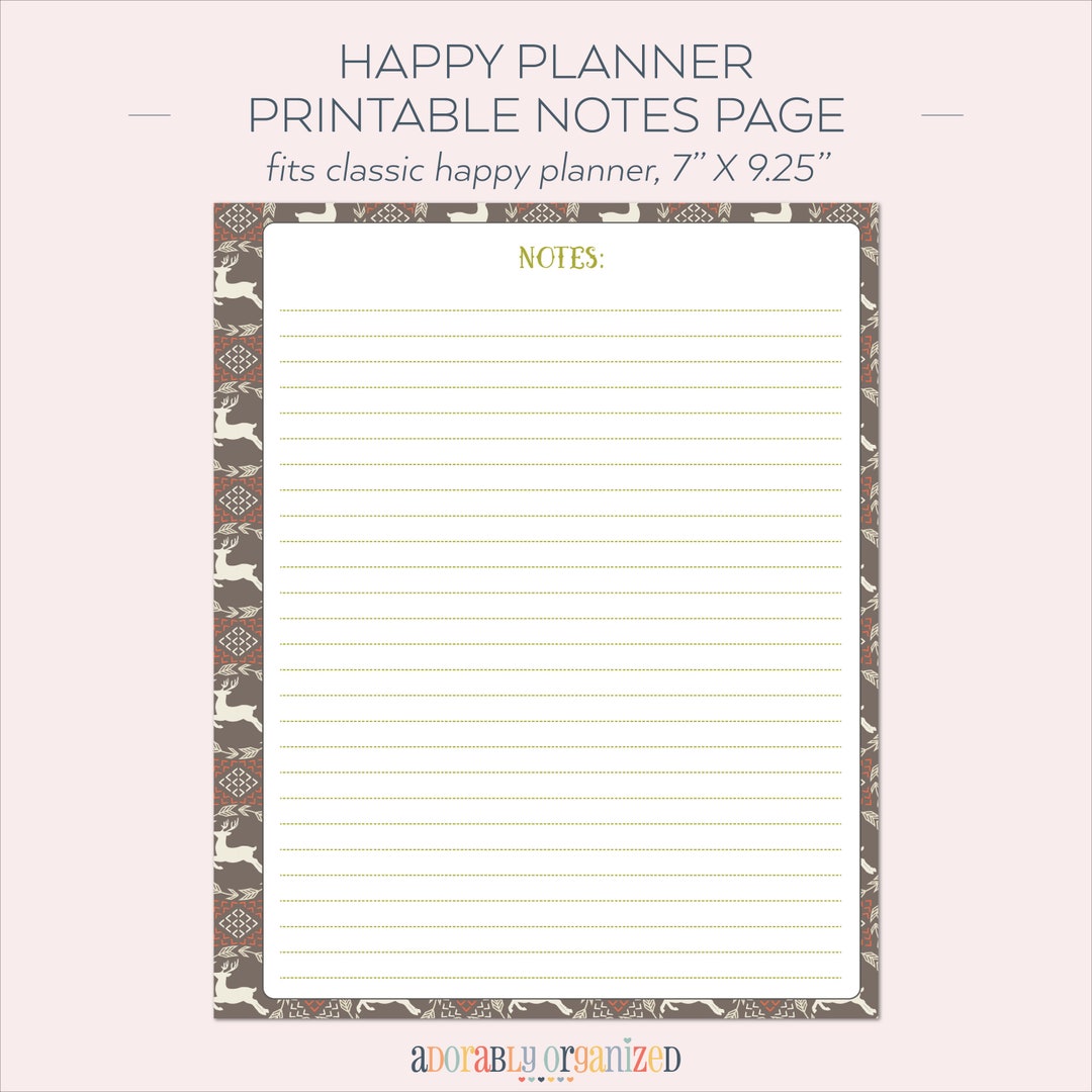 HAPPY PLANNER PRINTABLE Notes Planner Pages / Inserts - 7 X 9.25 ...