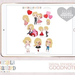 DIGITAL Planner STICKERS for GoodNotes, iPad, Instant Download, Valentine, Set, Digital, iPad, GoodNotes, Tablet, Planning, Journal,Girls