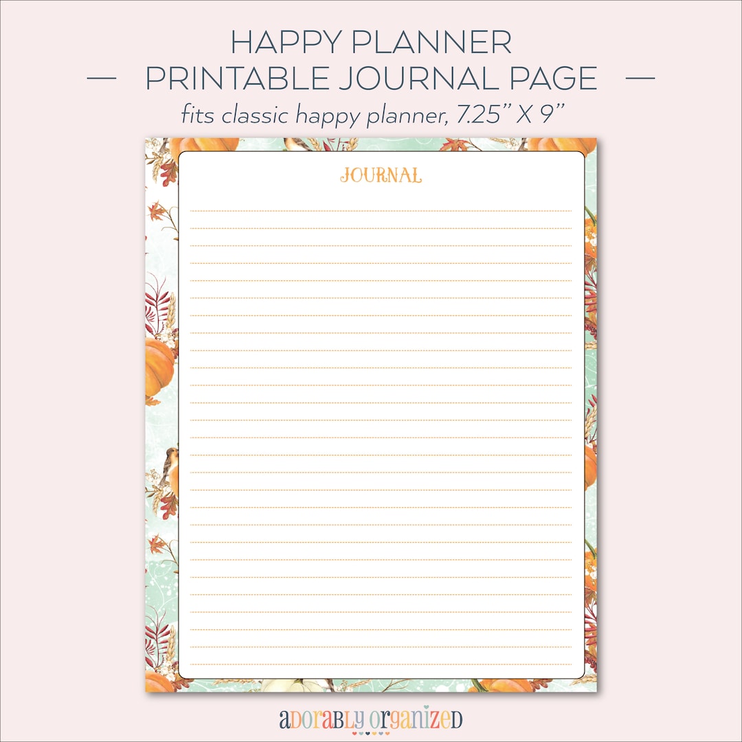 HAPPY PLANNER PRINTABLE Journal Planner Pages / Inserts - 7 X 9.25 ...