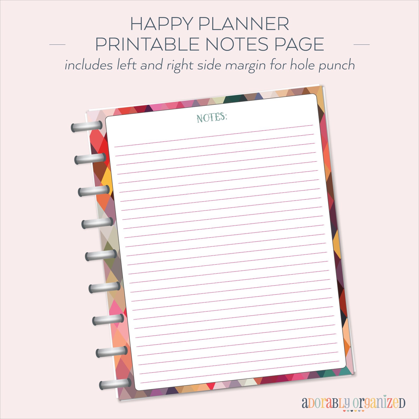 HAPPY PLANNER PRINTABLE Notes Planner Pages / Inserts - 7 X 9.25 | Geo ...